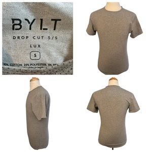 BYLT  Drop Cut Lux Short Sleeve Dot Crew Neck T-Shirt Gray Sz S